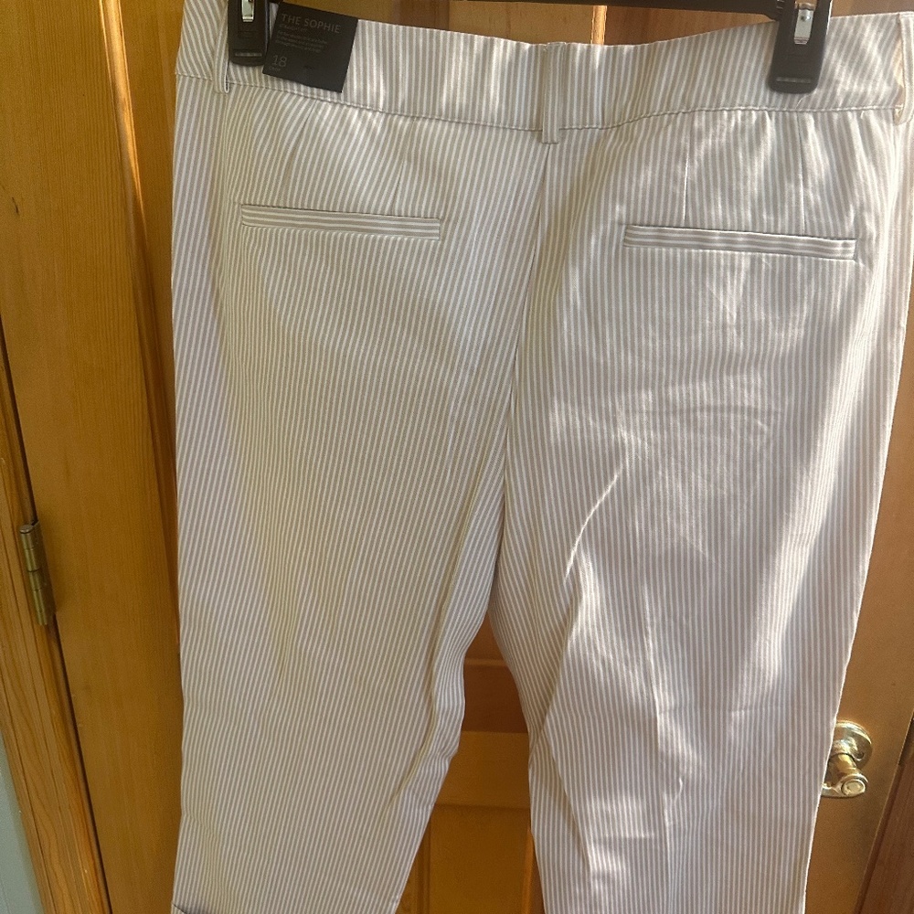 Tan striped crop pants